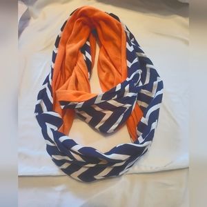Women's Infinity Scarf; Chevron Pattern; Blue/Orange